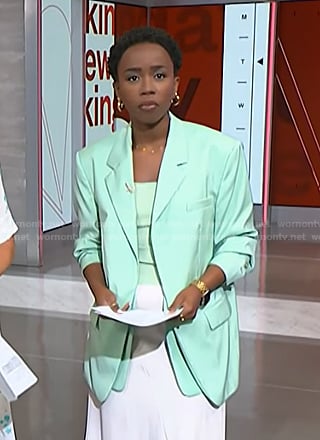 Zinhle’s mint green layered blazer on NBC News Daily