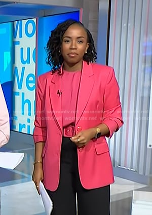 Zinhle's pink belted blazer on NBC News Daily