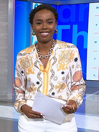 Zinhle’s white print Blouse on NBC News Daily