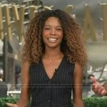 Zuri’s black pinstripe vest on Access Hollywood