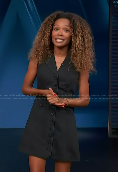 Zuri's black button front mini dress on Access Hollywood