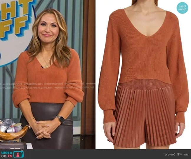 A.L.C. Kimby Sweater in Burnt Terracotta worn by Lori Bergamotto on Good Morning America