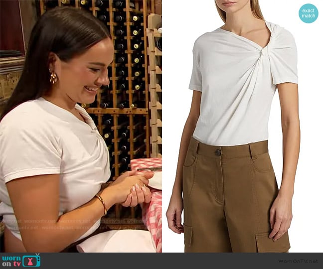A.L.C. Liz Gathered Cotton T-Shirt worn by Emily Curl on E! News