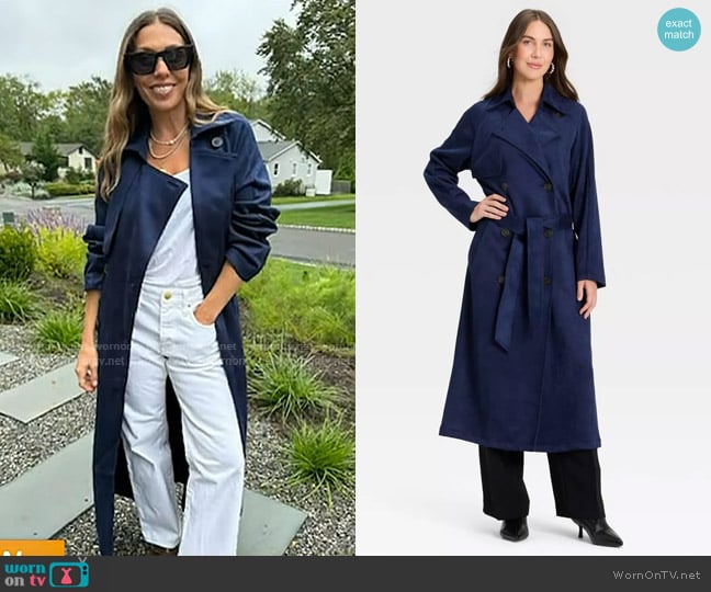 A New Day Faux Suede Trench in Navy worn by  on Today