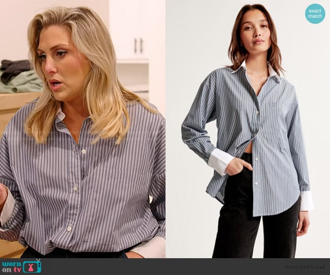 Abercrombie and Fitch Oversized Poplin Shirt worn by Gina Kirschenheiter on The Real Housewives of Orange County