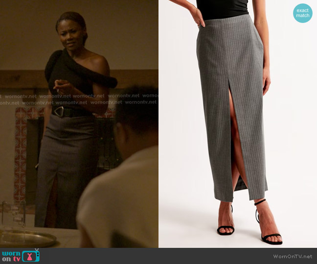 Abercrombie & Fitch Mid Rise Pencil Maxi Skirt worn by Jax Stewart (Emayatzy Corinealdi) on Reasonable Doubt