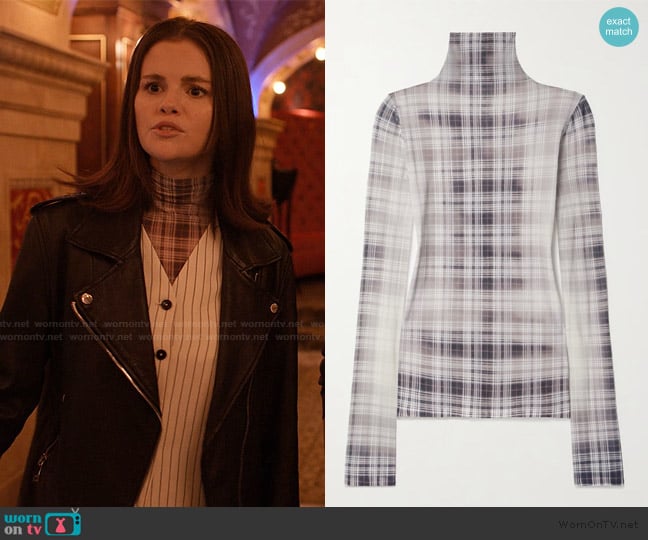 Acne Studios Faded checked top worn by Mabel Mora (Selena Gomez) on Only Murders in the Building
