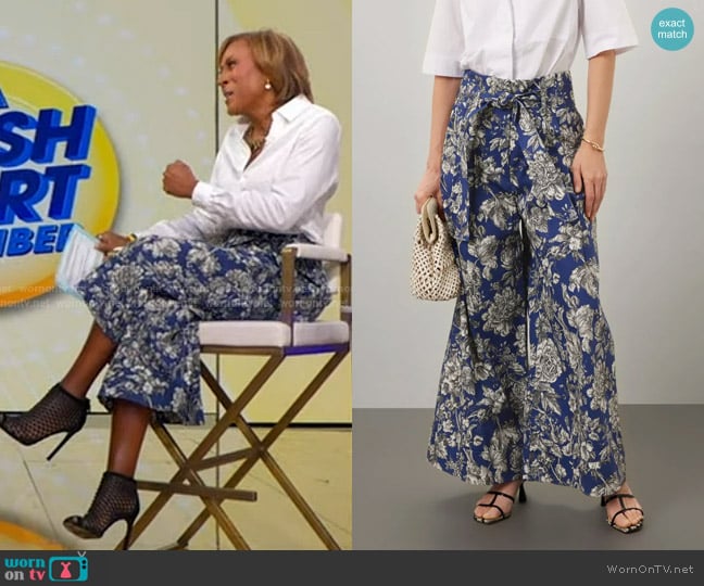 Adam Lippes x RTR Floral Cropped Trousers worn by Ginger Zee on Good Morning America