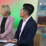 Brian Cheung’s white striped sneakers on Today