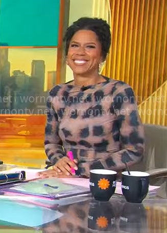 Adriana Diaz's printed long sleeve dress on CBS Mornings