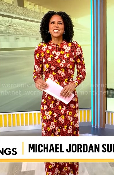 Adriana Diaz's red floral maxi dress on CBS Mornings