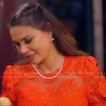 Adriana’s red floral lace mini dress on The Real Housewives of Miami