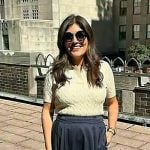 Adrianna’s white cable knit polo sweater on Today