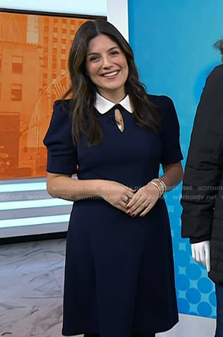 Adrianna’s navy keyhole collared dress on Today