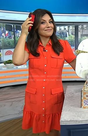 Adrianna's red mini shirtdress on Today