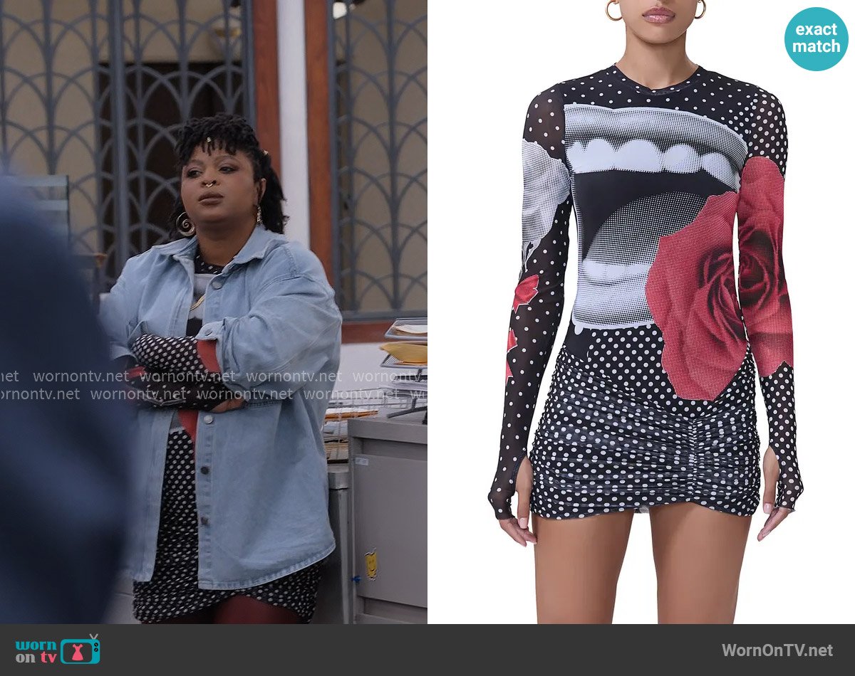 AFRM Mirza Mini Dress in Smile Dot worn by Adelola Olofin (Gbemisola Ikumelo) on The Paper