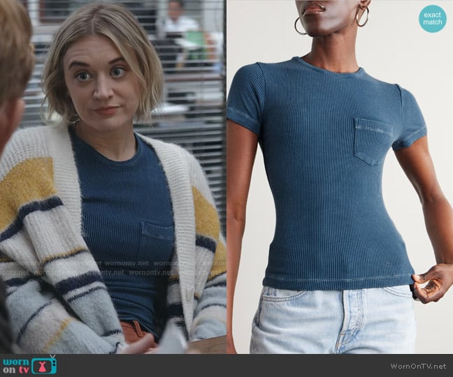 Agolde Arlo Ribbed Stretch-modal T-shirt worn by Mare Pritti (Chelsea Frei) on The Paper