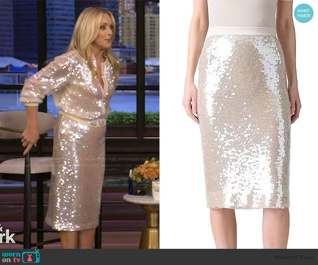 Akris Sequined Pencil Skirt worn by Jane Krakowski on Live with Kelly and Mark