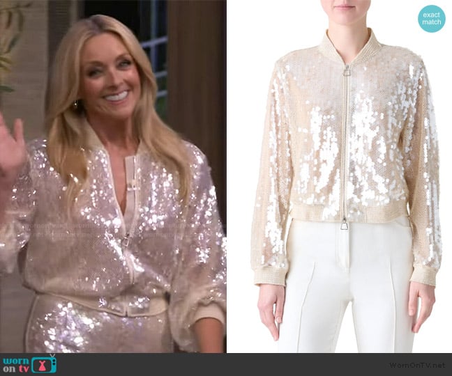 Akris Taide Sequined Blouson Jacket worn by Jane Krakowski on Live with Kelly and Mark