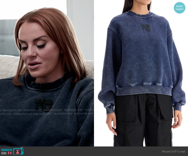 Alexander Wang Crewneck Sweatshirt in Acid Black Ice worn by Whitney Rose on The Real Housewives of Salt Lake City