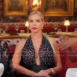 Alexia’s black polka dot halter neck dress on The Real Housewives of Miami