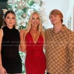 Alexia’s red gathered rosette dress on The Real Housewives of Miami