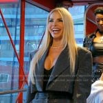 Alexia’s grey embellished cropped blazer and pants on The Real Housewives of Miami