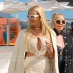 Alexia’s white crochet cutout dress on The Real Housewives of Miami