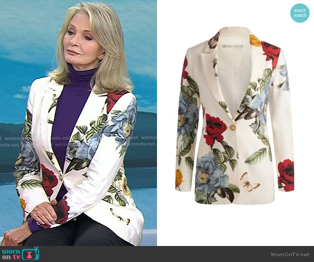 Alice + Olivia Breann Printed Linen-Blend Blazer in provence floral lg worn by Deidre Hall on Today