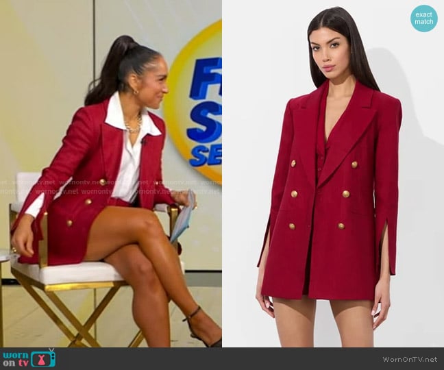 Alice + Olivia Campbell Linen Blazer and Conry Shorts worn by Robin Arzón on Good Morning America