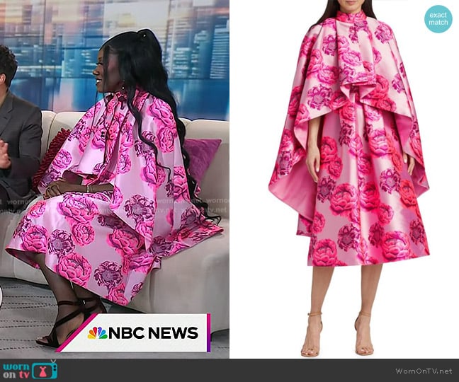 Alice + Olivia Cherra Floral Cut Out Midi Dress and Cape worn by  Bozoma Saint John on Today