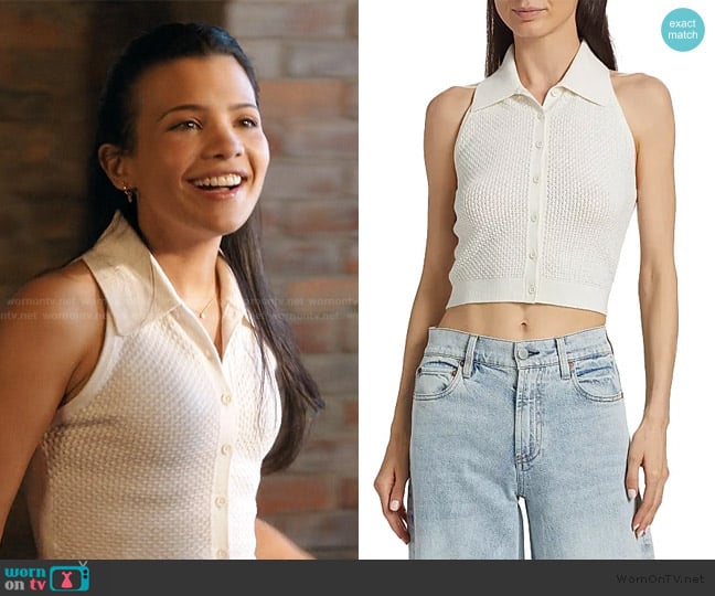 Alice + Olivia Miles Pointelle Knit Tank worn by Jackie Howard (Nikki Rodriguez) on My Life with the Walter Boys