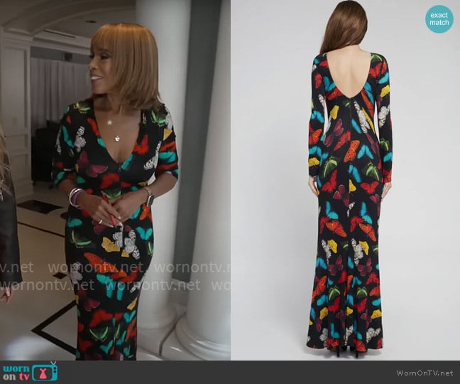Alice + Olivia Rosaria Butterfly Maxi Dress worn by Gayle King on CBS Mornings