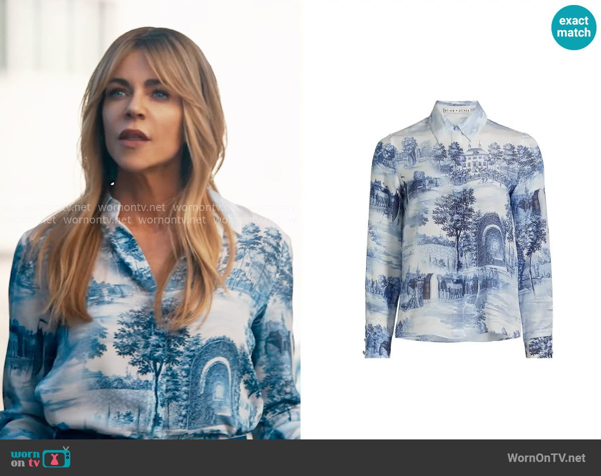 Alice + Olivia Willa Shirt in Chateau worn by Morgan Gillory (Kaitlin Olson) on High Potential