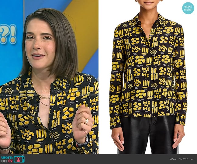 Alice + Olivia Willa Silk Pasta Top worn by Daryn Carp on Today