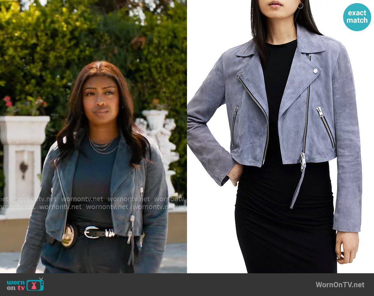 All Saints Dalby Suede Biker Jacket worn by Daphne (Javicia Leslie) on High Potential
