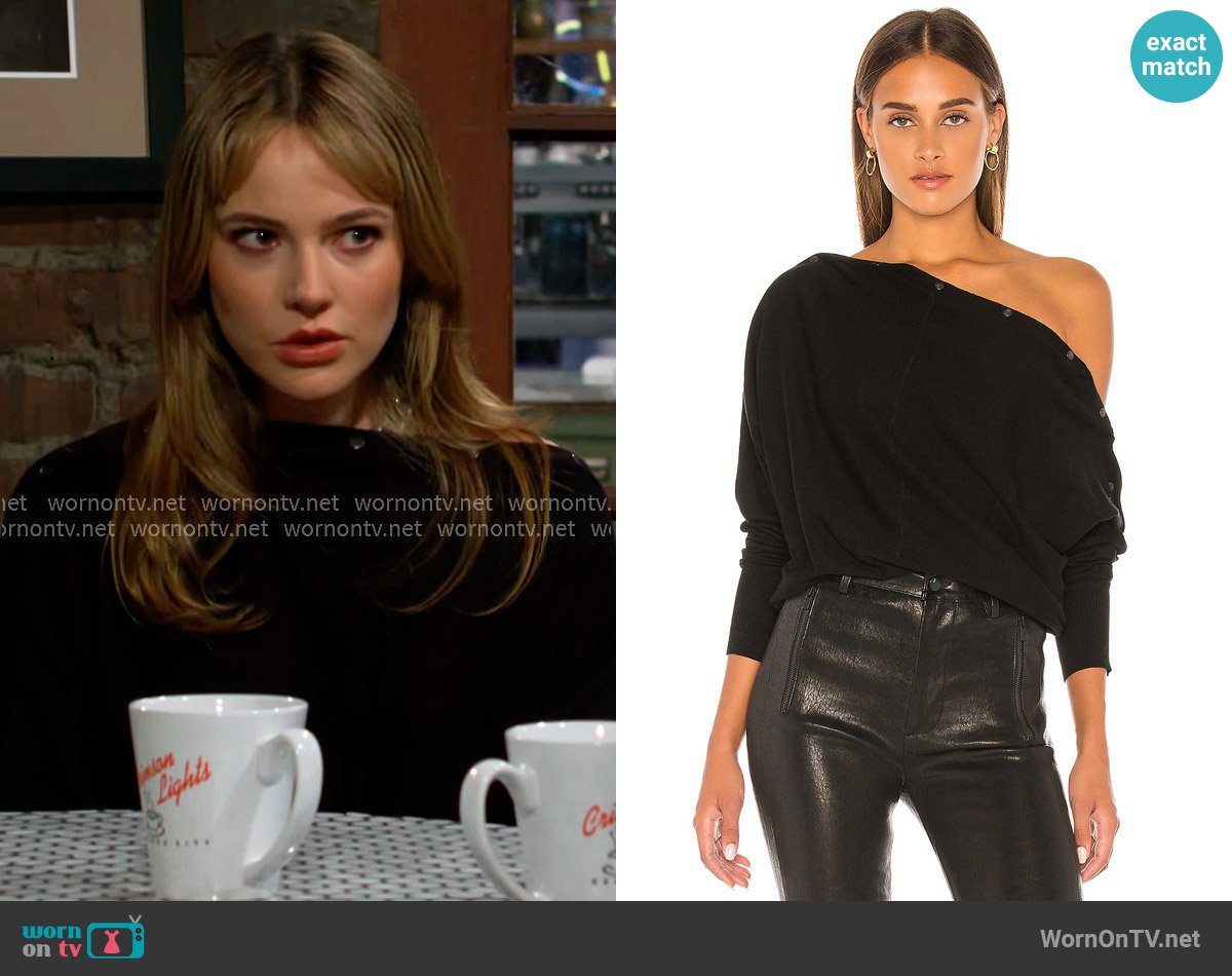 All Saints Ellie Sweater in Black worn by Tessa Porter (Cait Fairbanks) on The Young and the Restless