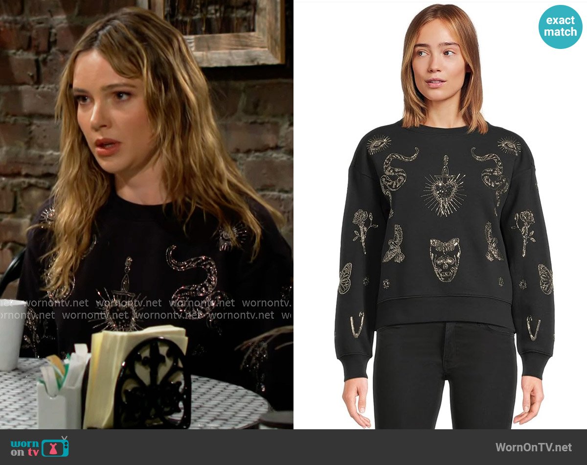 All Saints Pippa Hex Sweat worn by Tessa Porter (Cait Fairbanks) on The Young and the Restless
