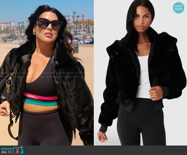 Alo Foxy Fur Jacket worn by Emily Simpson on The Real Housewives of Orange County