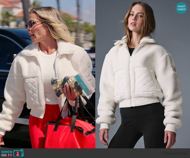 Alo Sherpa Edge Bomber worn by Jennifer Pedranti on The Real Housewives of Orange County