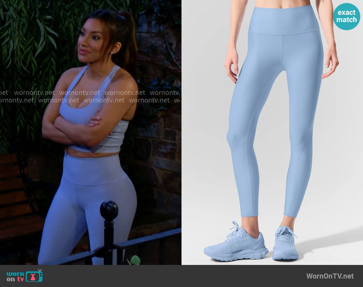 Alo Yoga High-Waist Airlift Legging in Seashell Blue worn by Audra Charles (Zuleyka Silver) on The Young and the Restless
