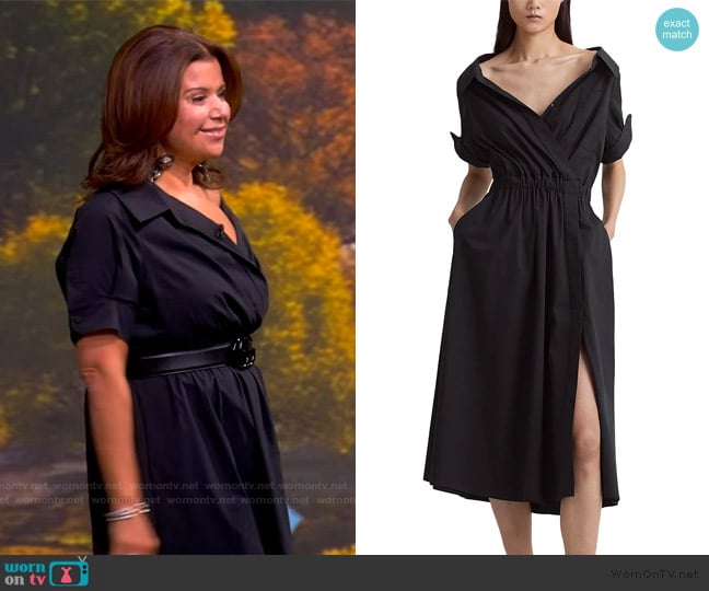 Altuzarra Lydia Short-Sleeve Midi Wrap Shirtdress worn by Ana Navarro on The View