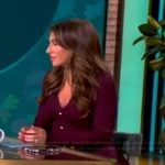 Alyssa’s burgundy peplum top and skirt on The View