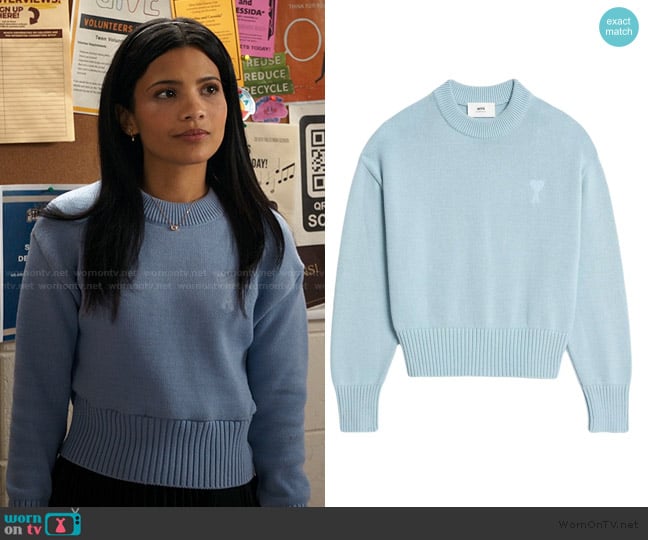 Ami Paris Coeur Embroidered Sweater worn by Jackie Howard (Nikki Rodriguez) on My Life with the Walter Boys