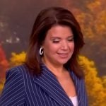 Ana’s navy pinstripe blazer and pants on The View