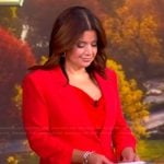 Ana’s red ruched sleeve blazer and pants on The View