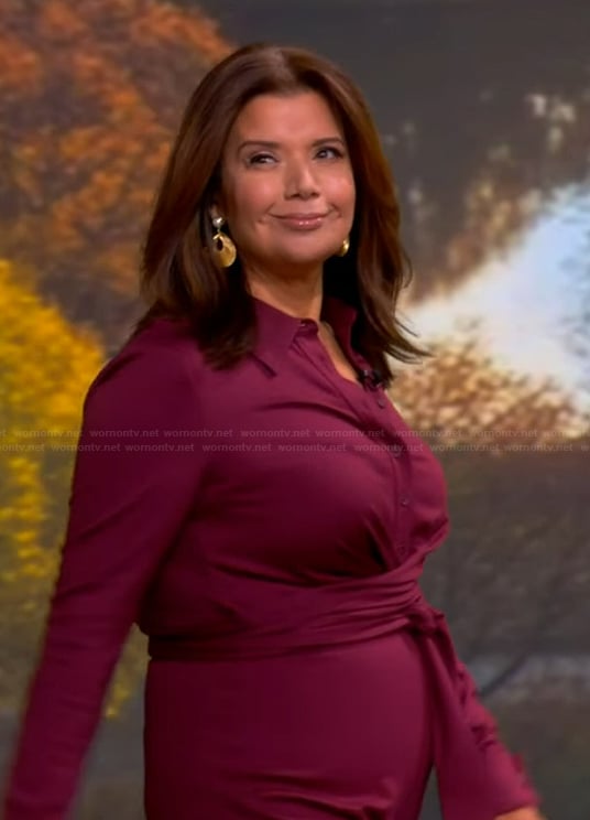 Ana's red wrap front jumpsuit on The View