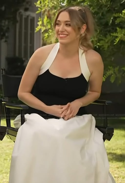 Andrea’s contrast sleeveless dress on Access Hollywood
