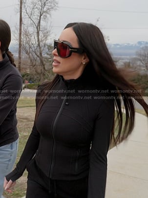 Angie’s black zip jacket on The Real Housewives of Salt Lake City