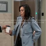 Anna’s blue trench coat on General Hospital